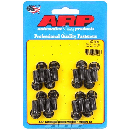 ARP - Exhaust Header Bolt Kit, Hex Head Black Oxide Universal, 3/8" Thread X .750" UHL (16 Pack) - AR100-1108