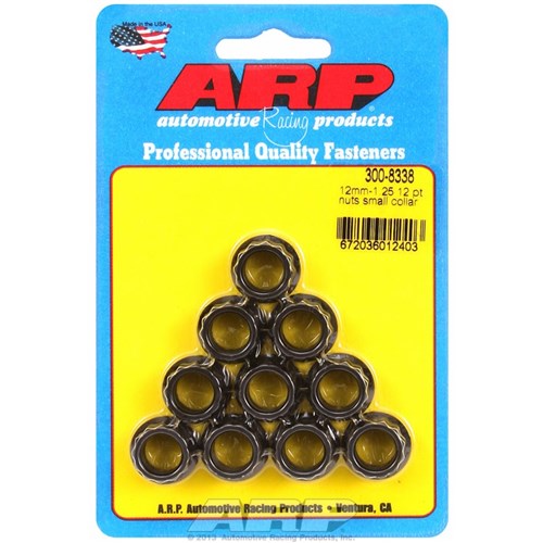 ARP - 12-Point Nut, Chrome Moly Black Oxide 12mm X 1.25 Thread, 16mm Socket (10 Pack) - AR300-8338