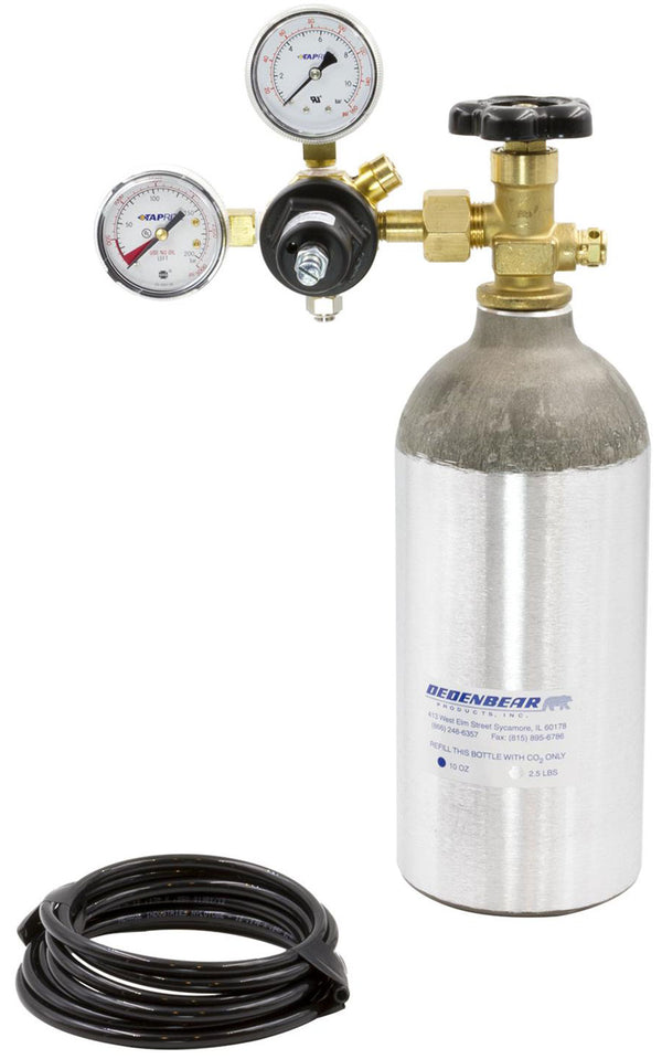 DEDENBEAR - CO2 Bottle Kit Kit Includes: 2.5 lb Bottle, Valve, Regulator & Tubing - DE-AB25K