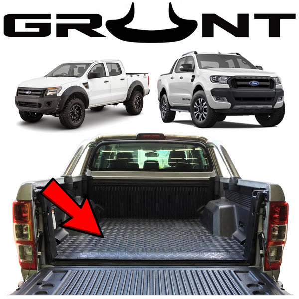 Grunt 4x4 - Heavy duty rubber checker plate ute tray mat for Ford Ranger PX vehicles fitted with tub liner