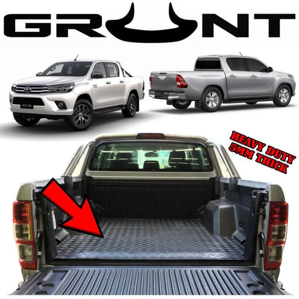 Grunt 4x4 - Rubber Checker Plate Ute Tray Mat for Toyota Hilux Dual Cab 2015-2021 WITH TUB LINER