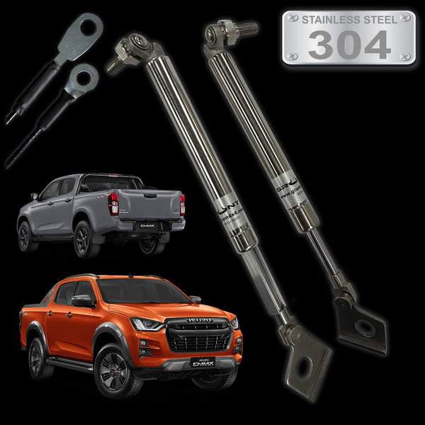 Grunt 4x4 - Stainless Steel tailgate strut assist system EZI-UP/DOWN for Isuzu D-Max 2020-2023 GUDS-DMAX2SS