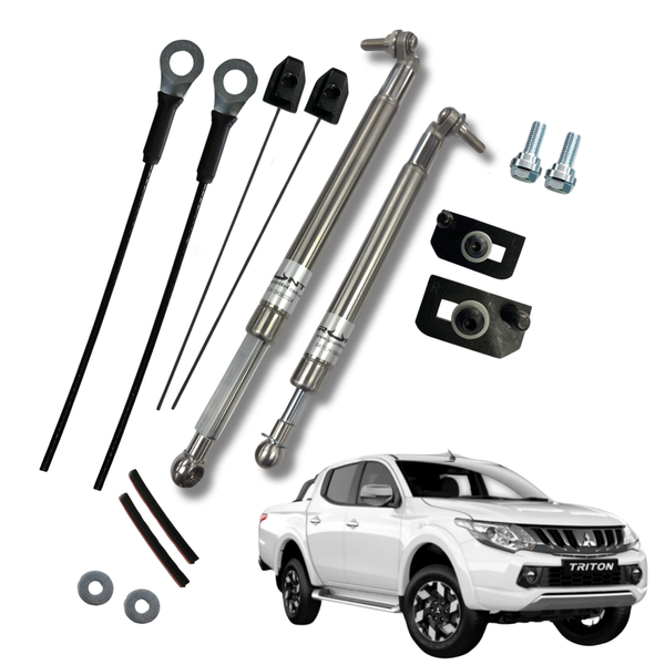 Grunt 4x4 - stainless steel tailgate strut assist system for Mitsubishi Triton MQ 2015 - 2019