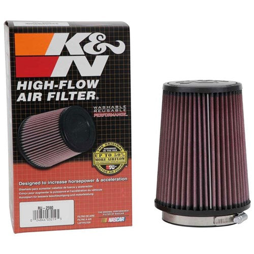 K&N - Universal Clamp On Round Tapered Filter Fits 4 in (102 mm) 7 in (178 mm) H x 4.375 in (111 mm) Top OD 5.375 in (137 mm) Base OD - KNRU-2590