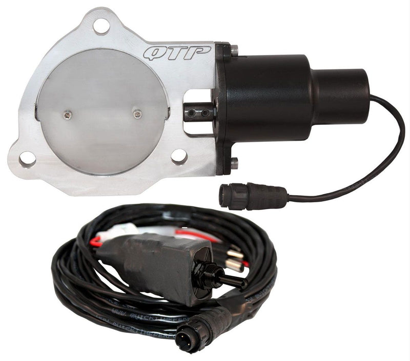 QTP - 3-1/2" Single Electric Exhaust Cutout Kit Includes Electric Valve, Toggle Switch & Wiring