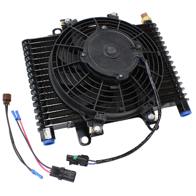 Aeroflow - Competition Oil & Transmission Cooler -10 ORB, 13-1/2" x 9" x 3-1/2", with Fan & Switch