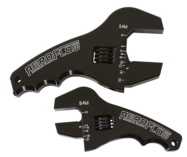 Aeroflow - Adjustable Grip AN Wrench Kit 3-1/2" & 4-1/2" handle, Black finish