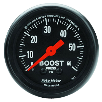 Auto Meter - Z-Series Boost Gauge 2-1/16", Full Sweep Mechanical, 0-60 psi