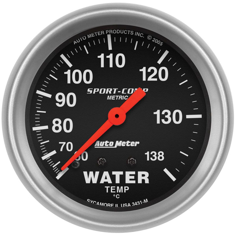 SALE!!! Auto Meter - Sport-Comp Series Water Temperature Gauge 2-5/8", Full Sweep Mechanical, Metric, 60-138°C