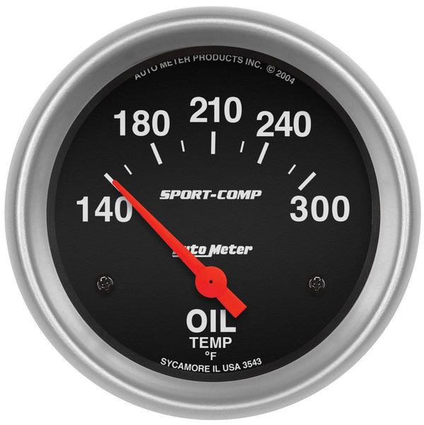 SALE!!! Auto Meter - Sport-Comp Series Oil Temperature Gauge 2-5/8", Short Sweep Electric, 140-300°F