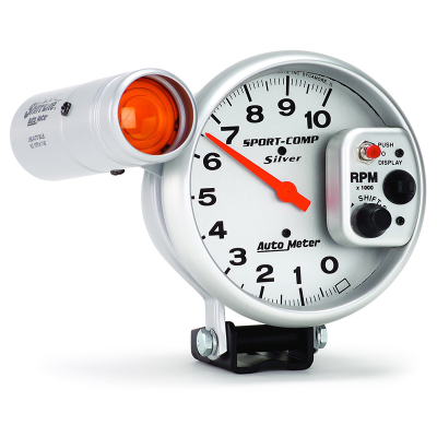 Auto Meter - Sport-Comp Silver Shift-Lite Tachometer