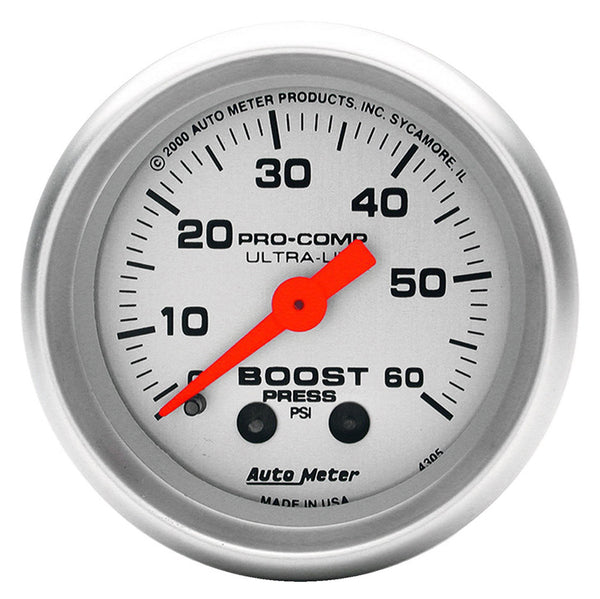 Auto Meter - Ultra-Lite Series Boost Gauge 2-1/16", Full Sweep Mechanical, 0-60 psi