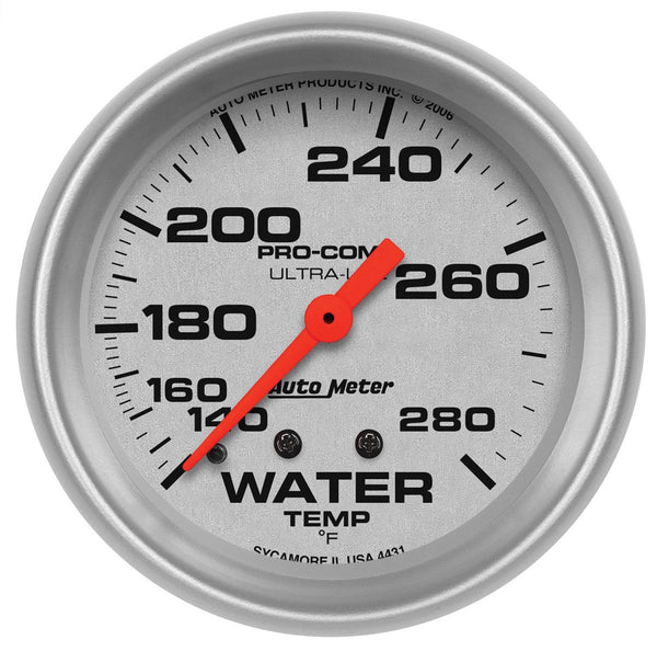 SALE!!! Auto Meter - Ultra-Lite Series Water Temperature Gauge 2-5/8", Full Sweep Mechanical, 140-280°F