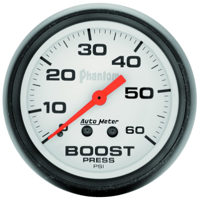 Auto Meter - Phantom Series Boost Gauge 2-1/16", Full Sweep Mechanical, 0-60 psi