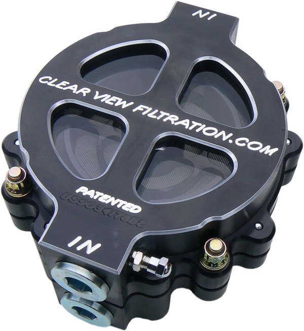 Clear View Filtration - 6″ Hi-Flow Filter Black Anodised