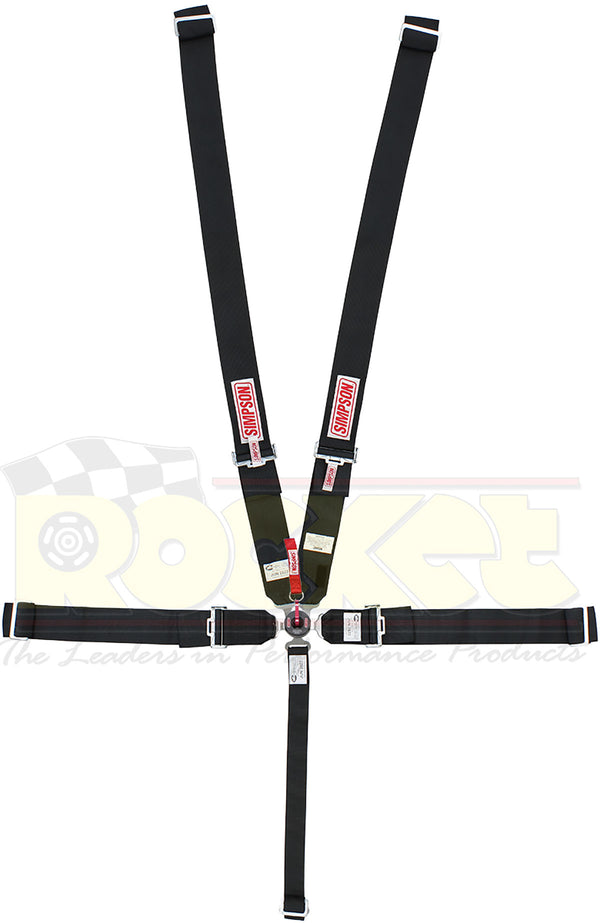 Simpson - 5 Point Harness Black 55" Camlock, Pull Down, Wrap Around/Bolt In -SI29112BK