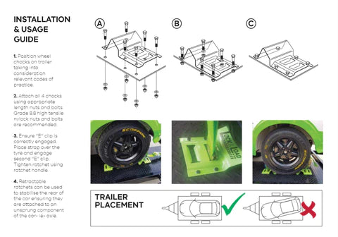 Lock and Load Transport - Wheel Chock Kit With 1.8m Straps & 25mm Retractable Ratchet - RW15